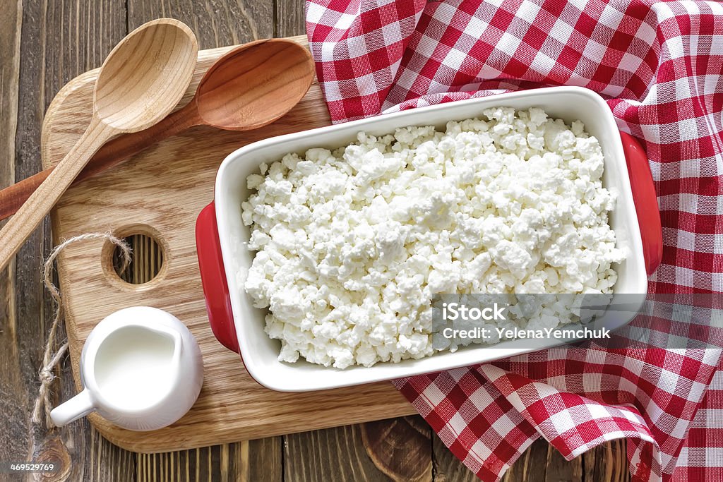 Cheese cottage Cooking Pan Stock Photo