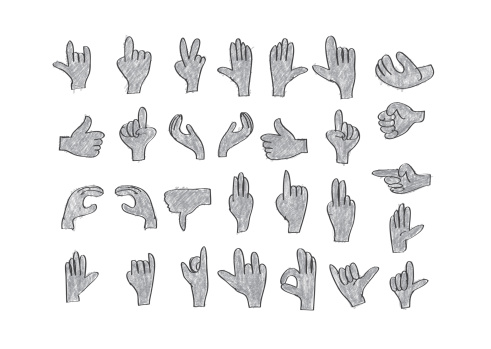hand drawing icons set