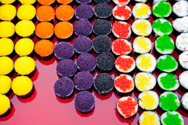 composition with colored sushi