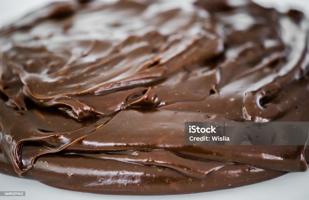 Brigadeiro Cream in a Plate Typical Brazilian sweet before rolling. It is in a plate for cooling.After that, small balls will be made.It is a typical birthday party's sweets in Brazil. Shot made inside on a white table, natural light. Shot with Nikon D7000, 1/100, f/3.8, ISO 500, focal length 85mm. 2015 Stock Photo