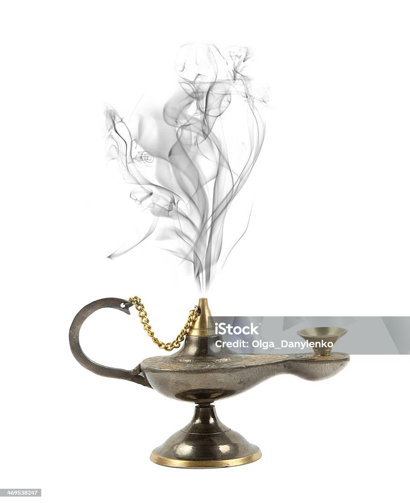 genie lamp with a genie made from real smoke Arabia Stock Photo