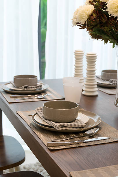 istock table set on wooden table at home 469540538