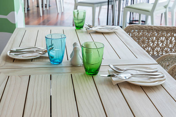istock Tables set for meal in restaurant interior 469540632