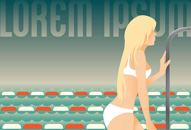 istock Aesthetic Illustration Design Beauty Girl Leaving The Pool 469540978