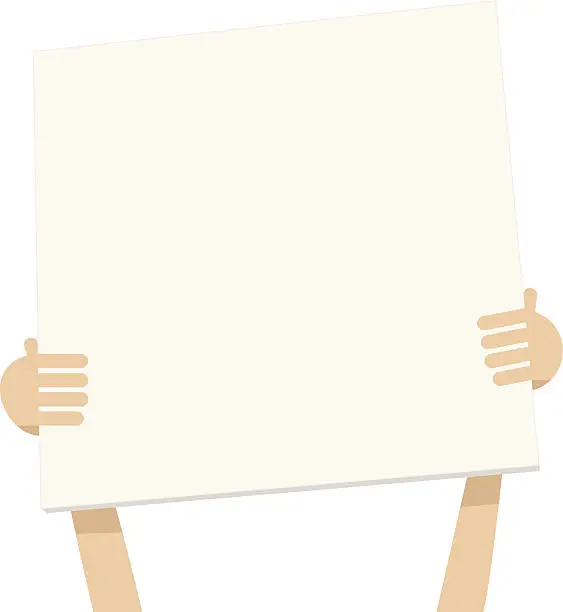 Vector illustration of Two Hand holding white empty banner, paper