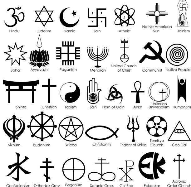 World Religious Symbol easy to edit vector illustration of world religious symbol religious icon stock illustrations