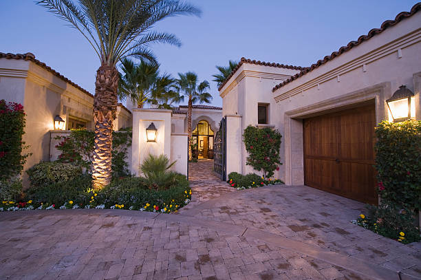 Lit Driveway By Garage To home