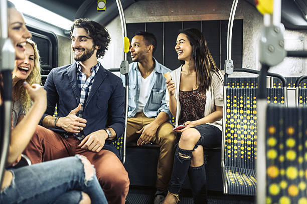 People Riding City Metro Bus