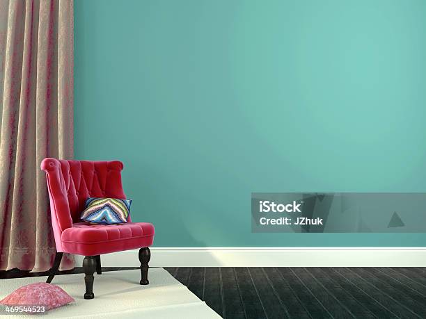 Luxurious Pink Chair With Decorations Stock Photo - Download Image Now - Armchair, Baseboard, Black Color