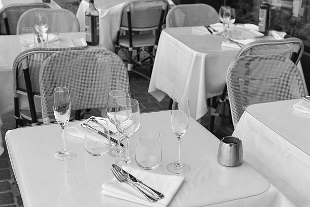 istock Set table with wine glasses outdoor 469544711