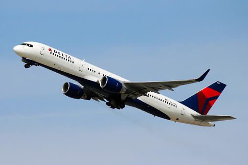 Los Angeles, CA, USA - Mar 29, 2014: Delta Air Lines Boeing 757-200(WL) take off at LAX International Airport. The registration No. of this aircraft is N627DL.