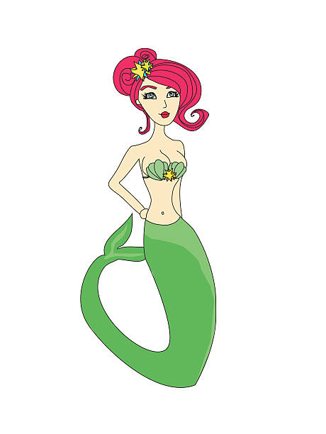 Beautiful mermaid - doodle illustration vector art illustration