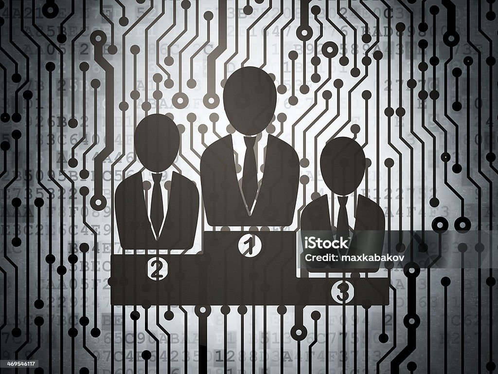 News concept: circuit board with Business Team News concept: circuit board with  Business Team icon, 3d render Circuit Board Stock Photo