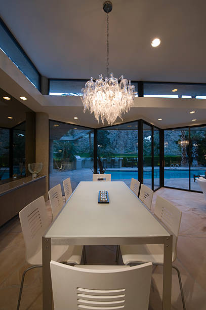 istock Chandelier Over Dining Table At House 469546987