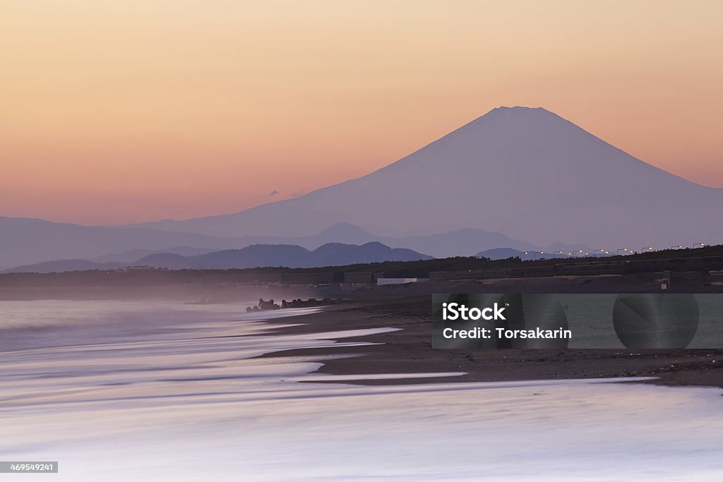 Mountain Fuji at sunset time from Sagami bay , Kamakura city Asia Stock Photo