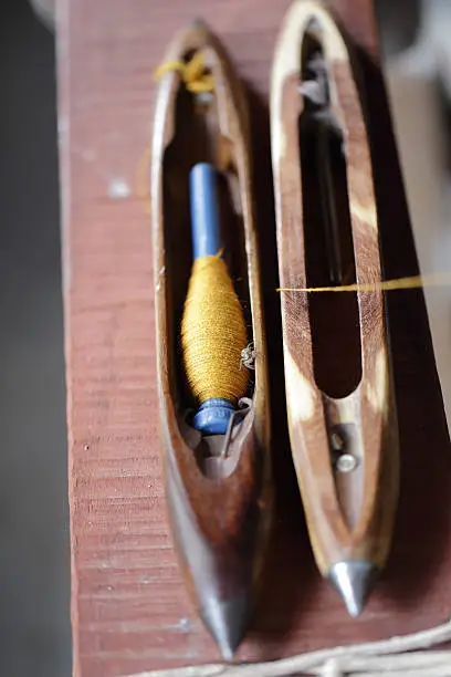 close shot of shuttles used on loom machine in india uttrakhand