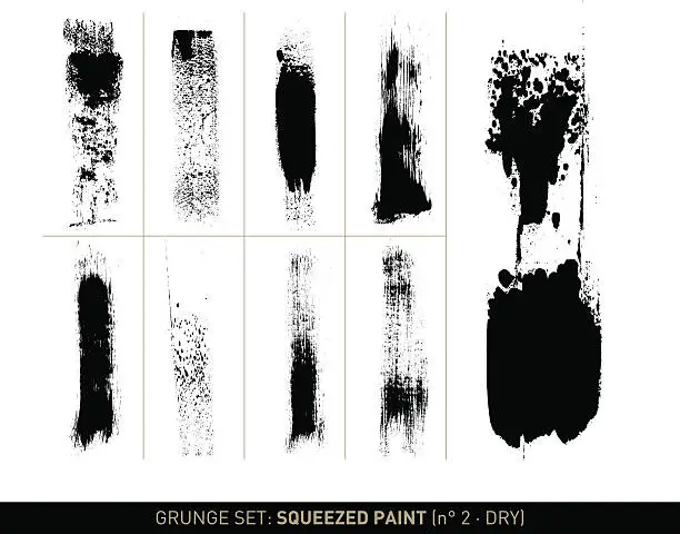 Vector illustration of Grunge set: Dry squeezed paint in b/w