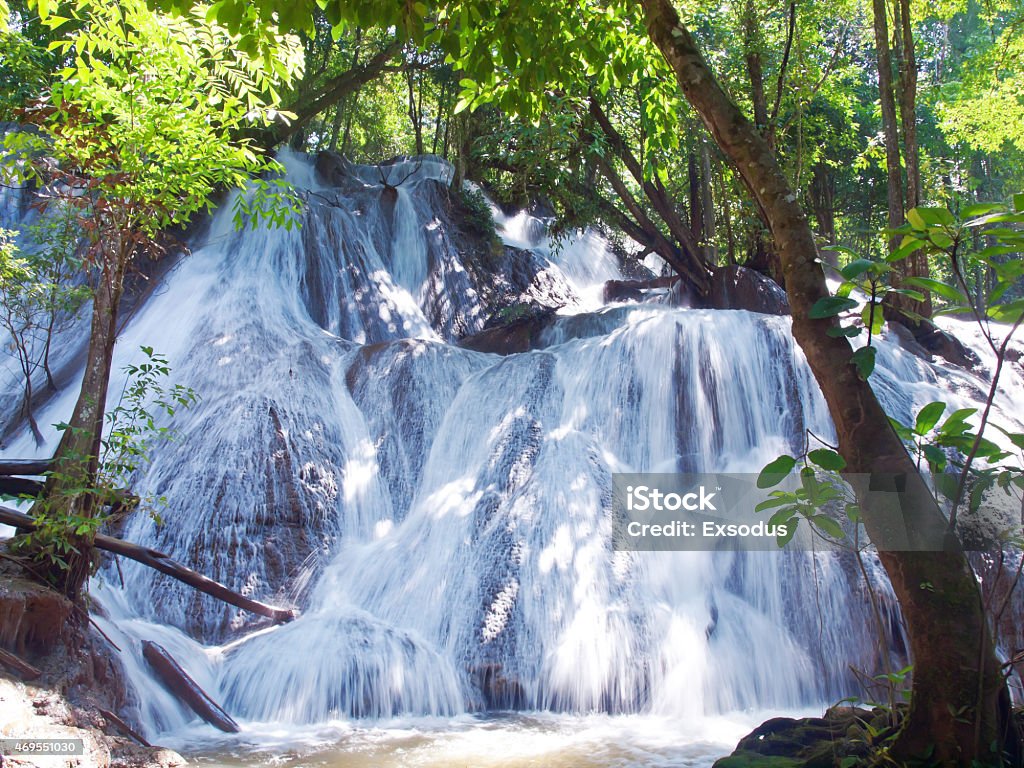 Pha Tat Waterfall Pha Tat Waterfall, Khuean Srinagarindra National Park, Kanchanaburi, Thailand 2015 Stock Photo