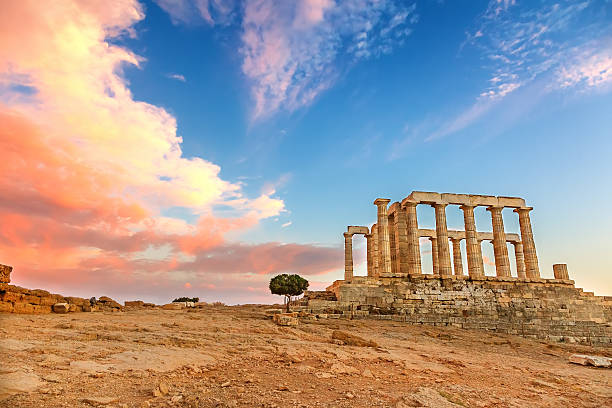 istock Desolated scene of Poseidon Temple at sunset 469551102
