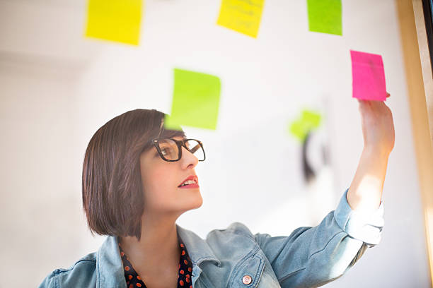 istock Woman in the office looking at posit notes 469551752