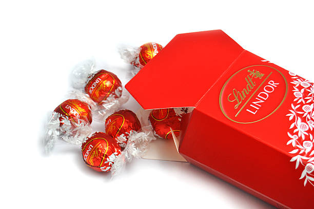 Port-Louis, Mauritius - April 10, 2015: A box of Lindt Lindor chocolate truffles. Lindt is part of the Lindt & Sprungli group, a Swiss company. Since 1845 Lindt has been producing the worlds finest chocolates