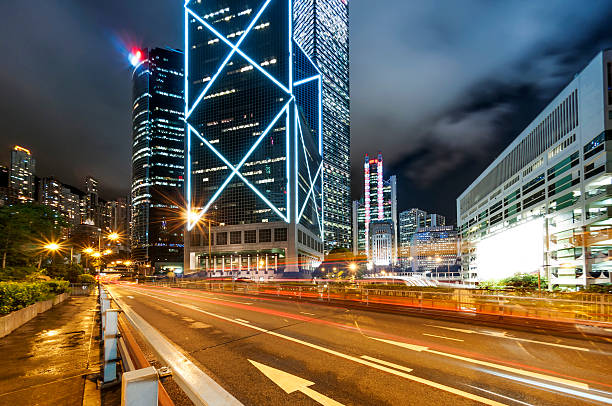 istock Modern city at night, Hong Kong, China. 469552849