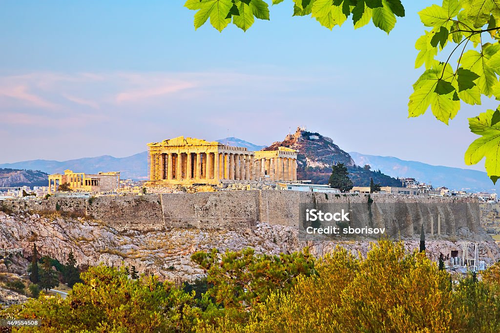 Acropolis in Athens View on Acropolis at sunset, Athens, Greece 2015 Stock Photo