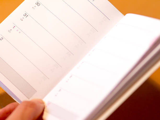 istock Open a Japanese personal organizer on New Year's day 469554756