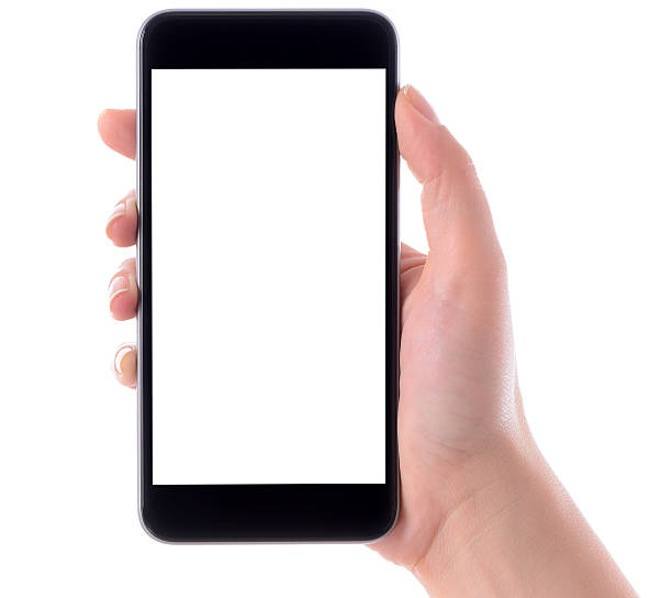 istock Hand holding blank white screen smart phone 469555122