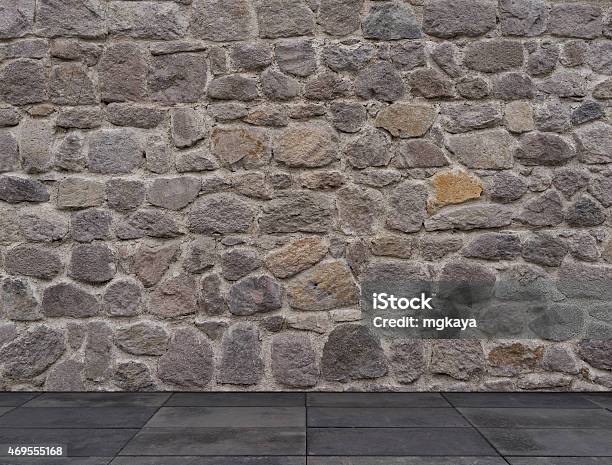 Stone Wall With Sidewalk Stock Photo - Download Image Now - 2015, Architecture, Backgrounds