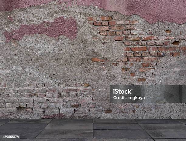Broken Brick Wall With Sidewalk Stock Photo - Download Image Now - Brownstone, Demolishing, 2015