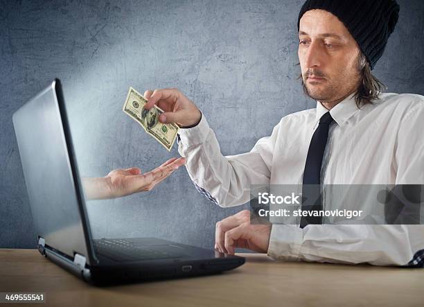 Online Funds Businessman Giving Money Stock Photo - Download Image Now - Adult, Bank Account, Banking