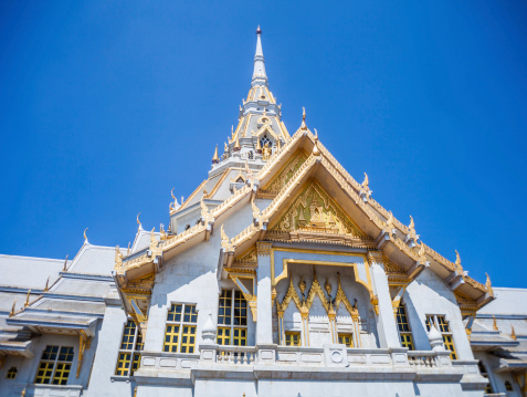 White church in Thai temple (Wat sothon)