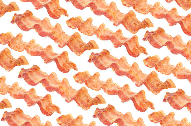 Fried bacon strips stock photo