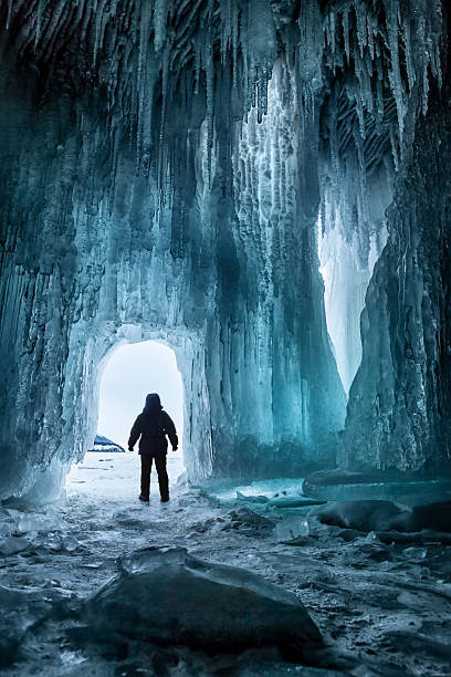 istock Ice cave and tourist 469564386