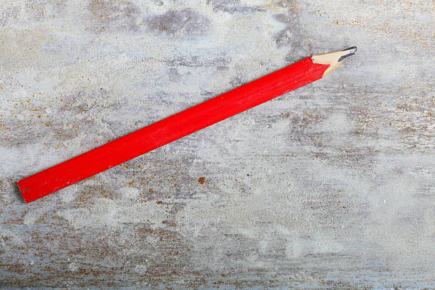 ferramentas de trabalho de construção lápis em mosaicos de cerâmica - carpenters pencil imagens e fotografias de stock