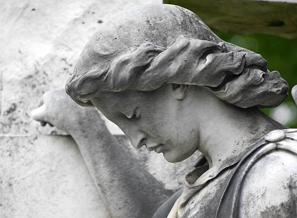 istock Close view of angelic statue 469567275
