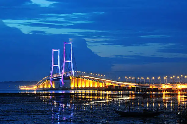 Suramadu bridge that conecting Surabaya City (Java Island) and Madura island at surabaya, East j