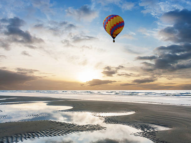 Hot air balloon at beach