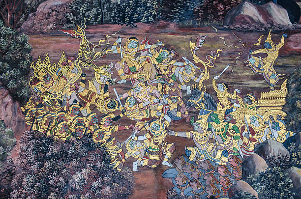 istock Wall Painting at Wat Phra Kaeo temple , Thailand 469569737