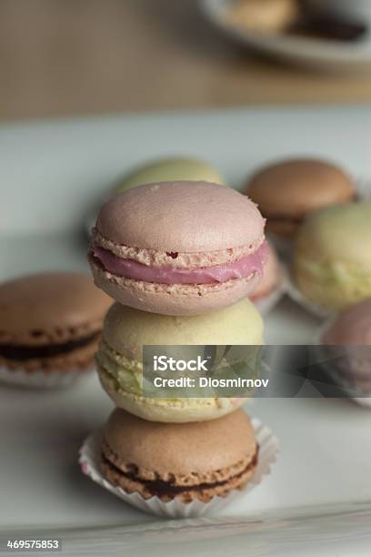 Colorful Macaron In Close Up Stock Photo - Download Image Now - Baked Pastry Item, Bakery, Blueberry