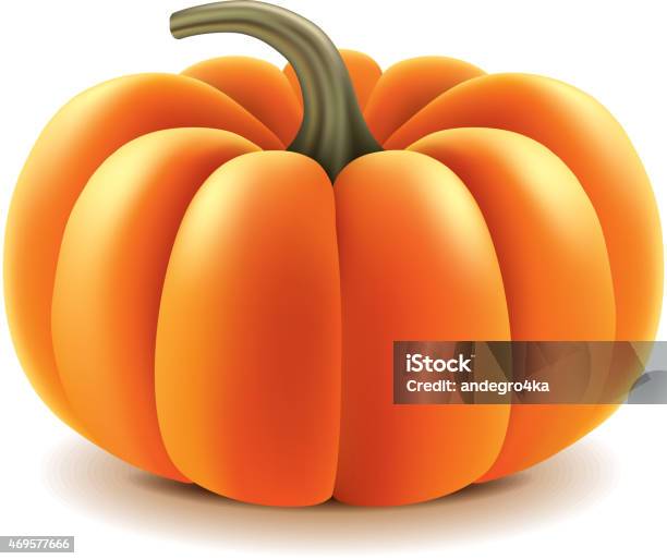 Pumpkin Isolated On White Vector Stock Illustration - Download Image Now - 2015, Agriculture, Clip Art