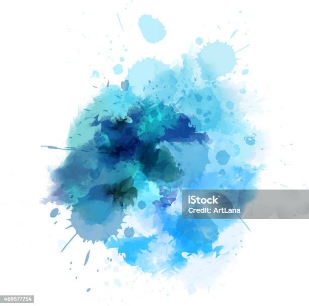 Blue Watercolored Blot Stock Illustration - Download Image Now - Blue, Spray, Stained