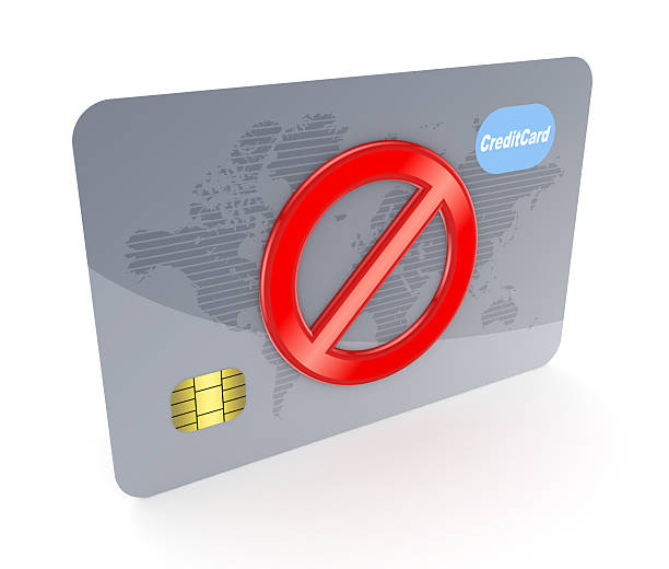 istock Credit card with a red stop symbol. 469578007