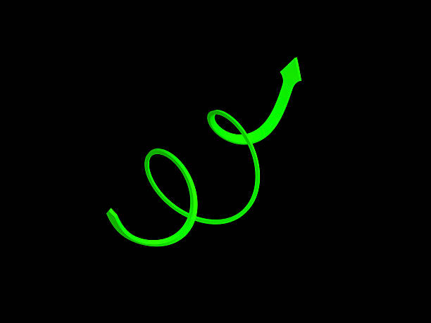 istock Green arrow in black background 469581008