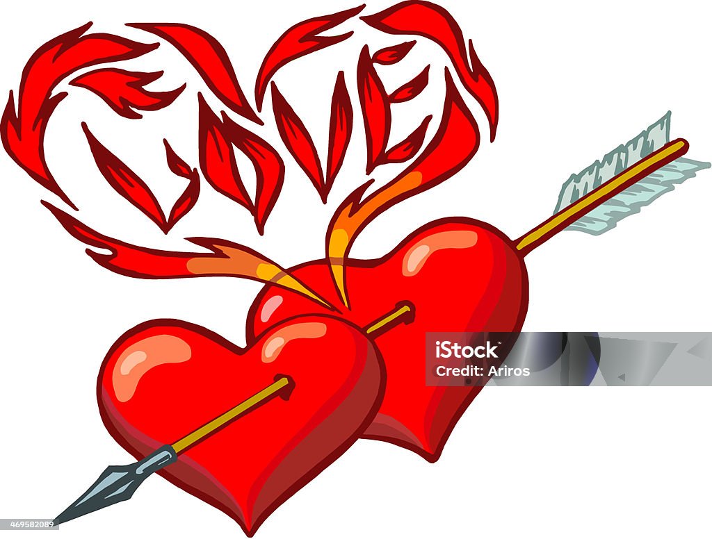 Ilustración de Flaming Corazones Corazón Agujereado Mediante Una Flecha y  más Vectores Libres de Derechos de Aislado - iStock