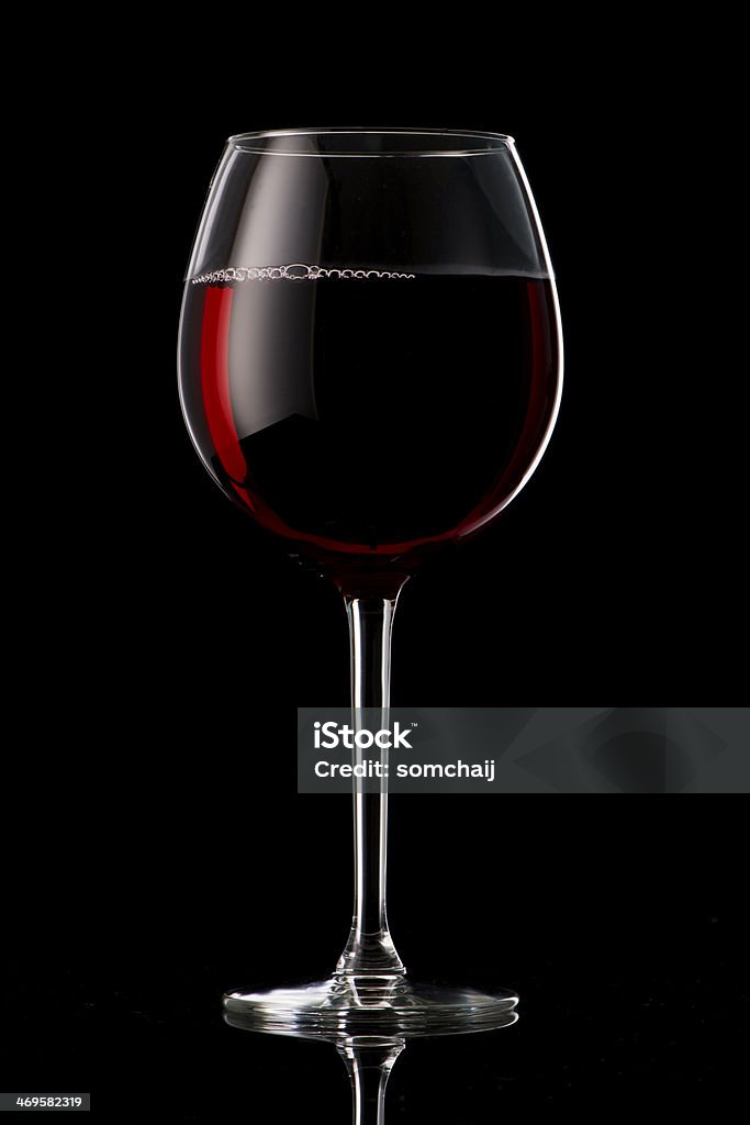 Glass of red wine Glass of red wine on black background Alcohol - Drink Stock Photo