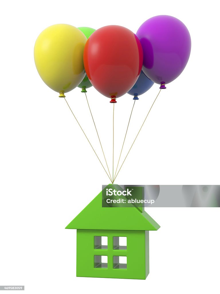 balloon A house being tied by the rope of the balloons Apartment Stock Photo