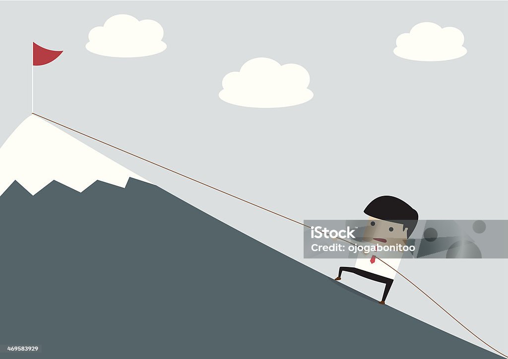 Businessman Climbing Hill - arte vectorial de Esfuerzos - Problemas libre de derechos