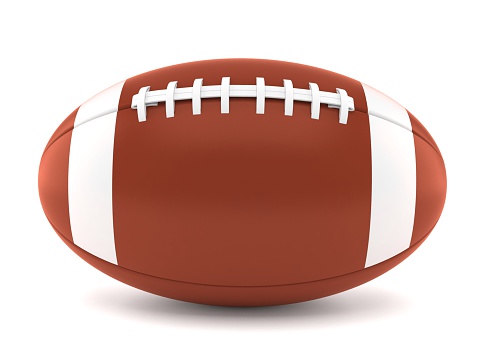 American football ball on a white background. 3d illustration.